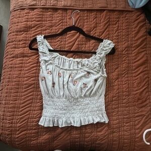 Daisy & Delilah Embroidered Crop Shirt